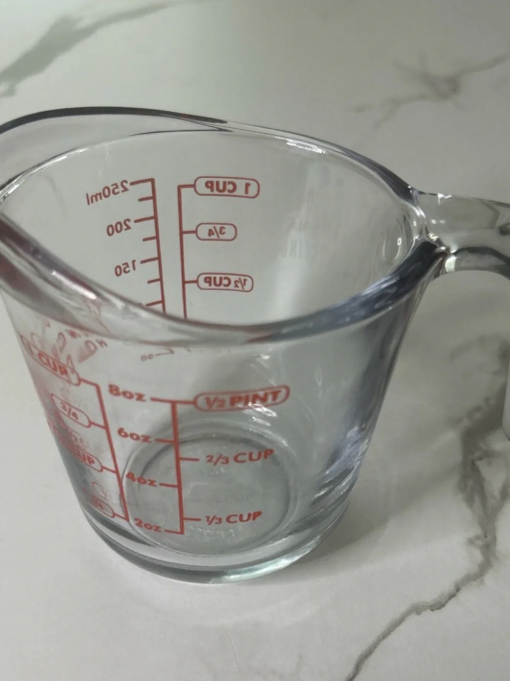 Anchor Hocking Clear Glass Measuring Cup with Red Markings